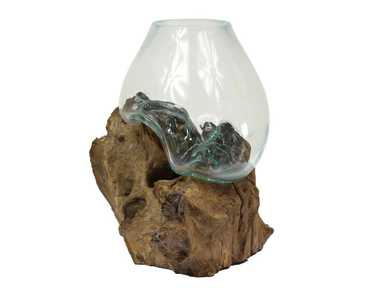 Oriental Galerie Dekofigur Wurzelholz Glas 18 cm