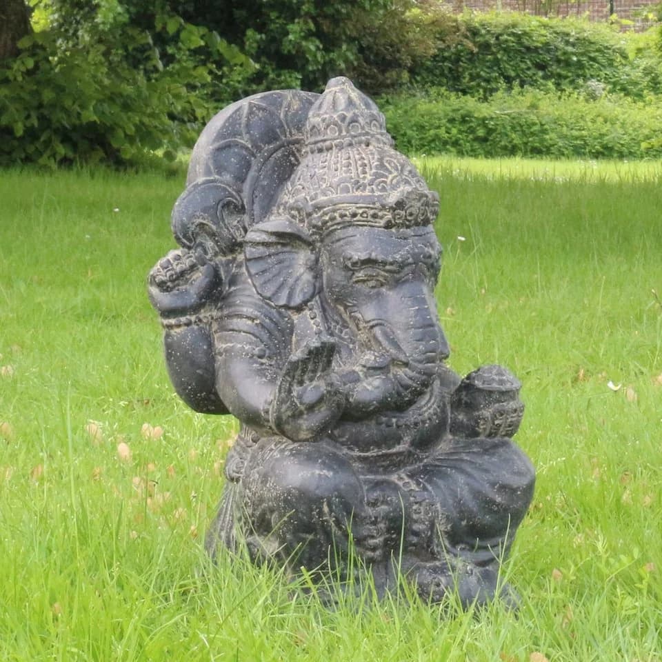 Oriental Galerie Dekofigur Ganesha Steinfigur auf Sockel 50 cm