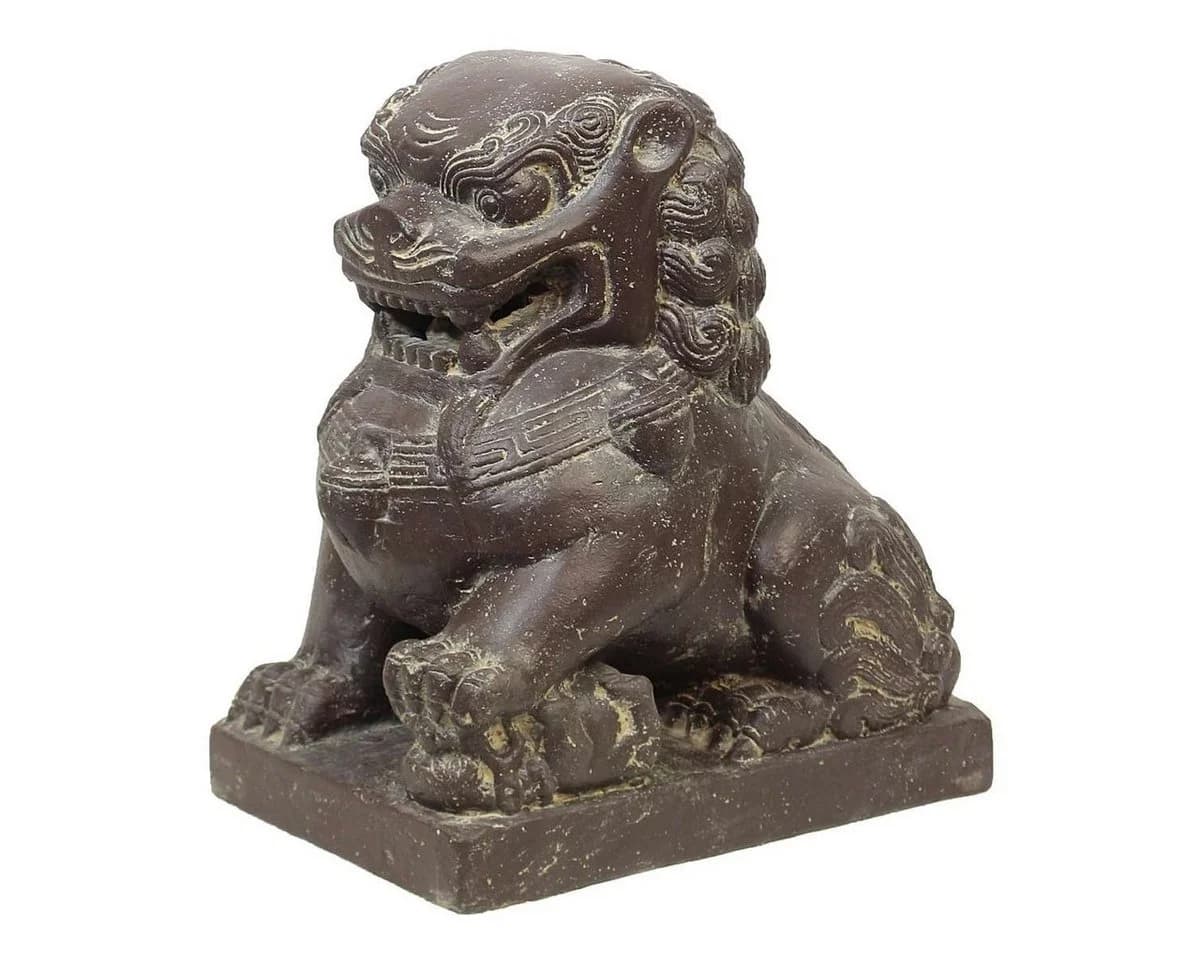 Oriental Galerie Tempelwächter-Löwe Dekofigur 40 cm Grau