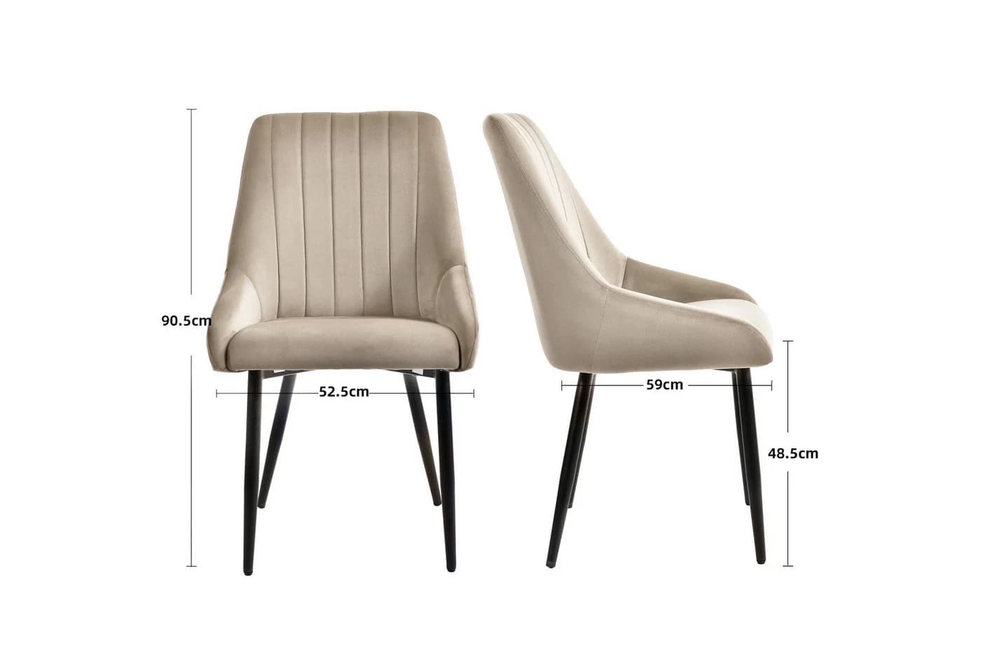 Duhome Esszimmerstuhl 2er Set Beige Samt Retro Metallbeine