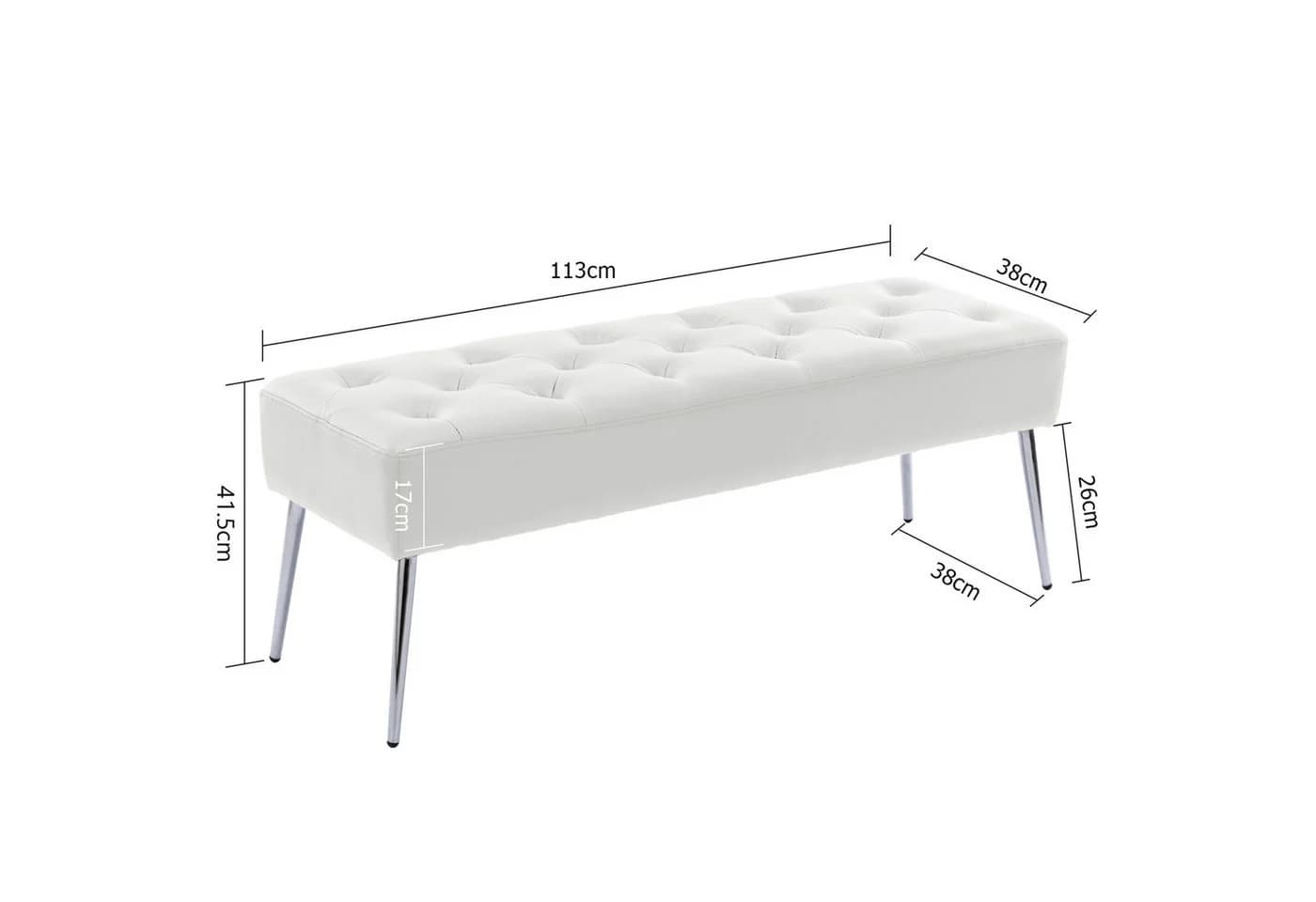 Duhome Sitzhocker 9130C Weiß Samt Metallbeine Retro