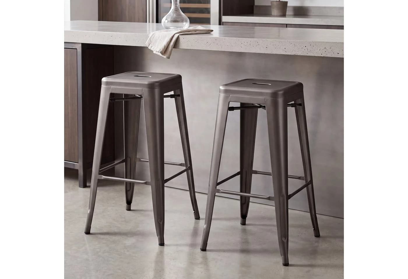 Duhome Barhocker 665D Stapelbar Metall Industry Design Braun