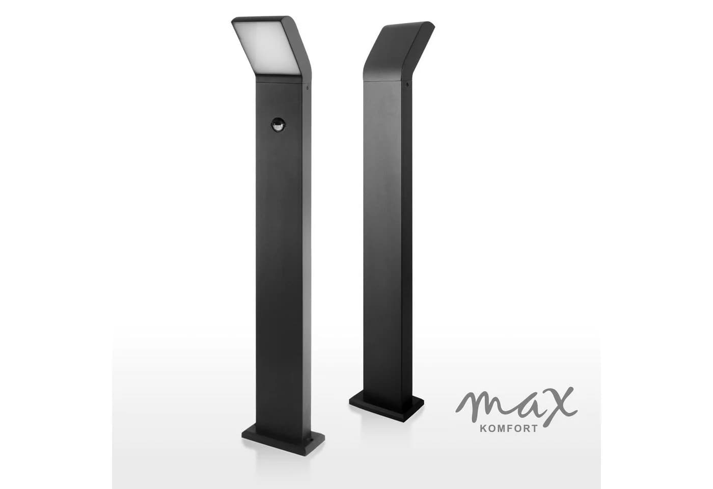 Maxkomfort Außen-Stehlampe 1504-800 Schwarz mit Bewegungsmelder LED