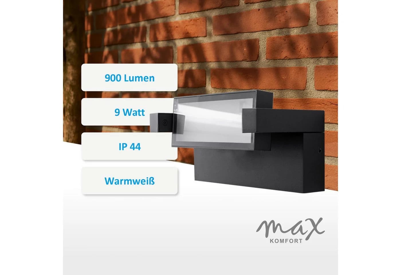 Maxkomfort Außen-Wandleuchte LED 3011 Schwarz Schwenkbar