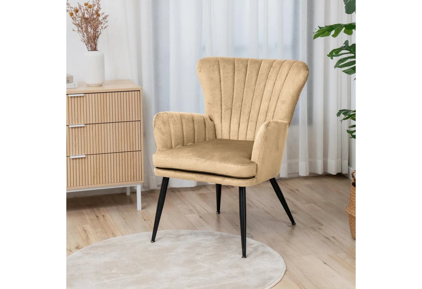 SVITA SANSA Sessel Corbezug Lesesessel Modern Polsterstuhl Schwarz