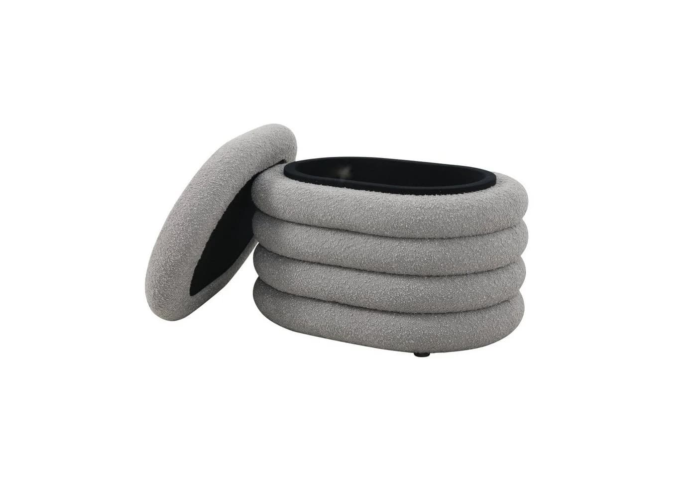 SVITA Sitzhocker BLOSSOM S mit Stauraum Bouclé Hellgrau