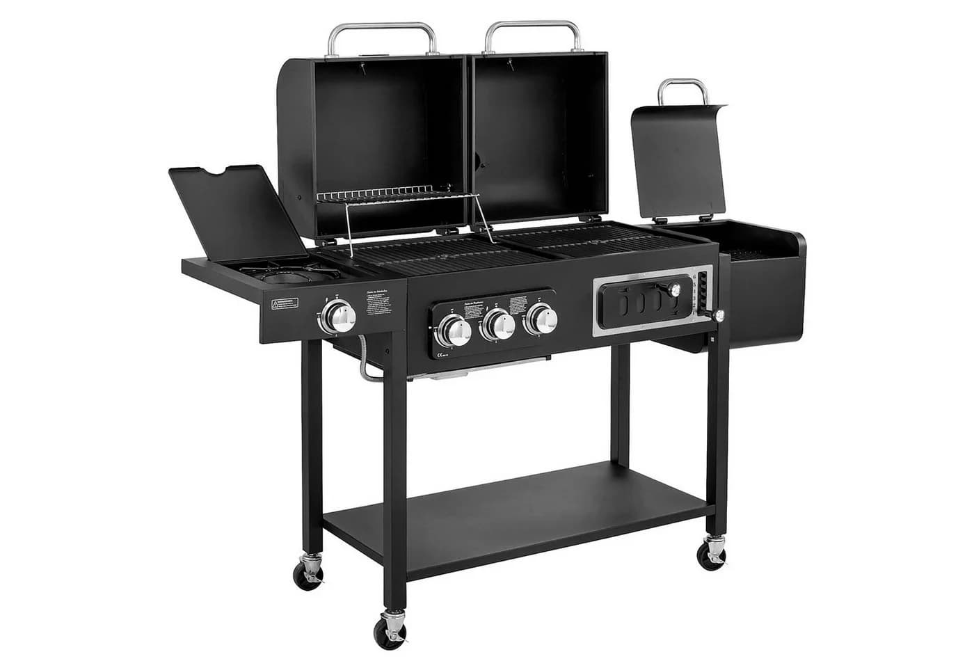 TAINO HERO DUO Gas- und Holzkohlegrill Schwarz 2-in-1 Smoker