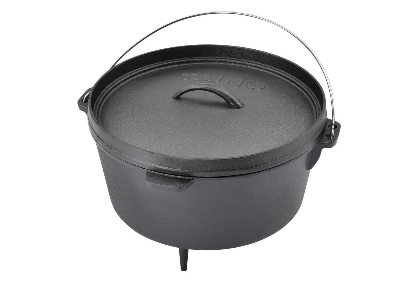 TAINO Dutch Oven 8L Gusseisen Feuertopf Schwarz mit Deckelheber