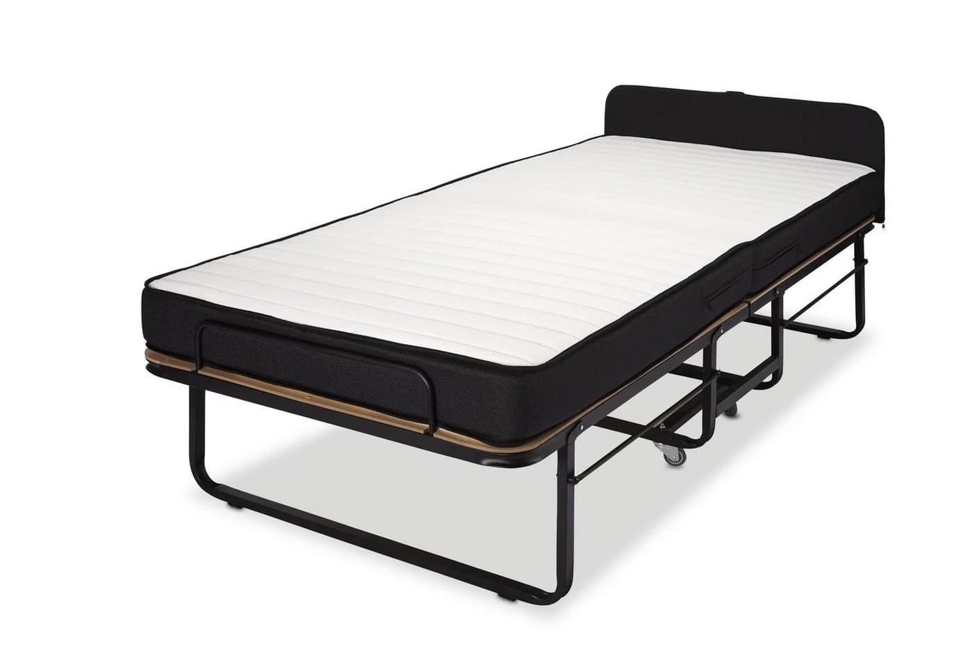 BedBox Gästebett Klappbett Federkern Matratze 90 x 200 cm mit gepolstertem Kopfteil