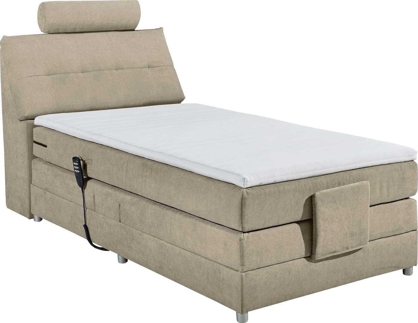 Boxspringbett Palermo beige mit Motor und Stauraum