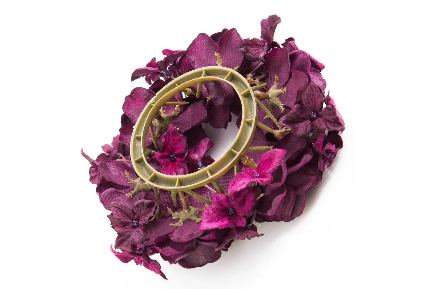 artplants Kunstkranz XXL Ring Violett Rosen Hortensien