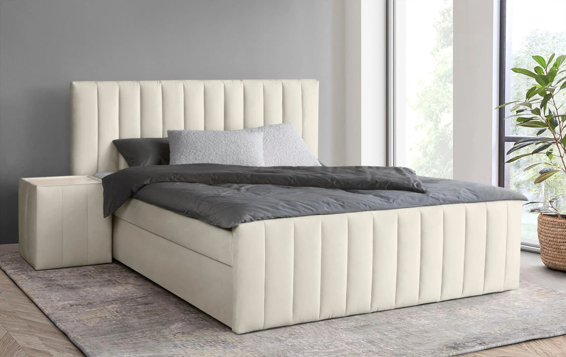 Boxbett HOME AFFAIRE Effy mit Bettkasten und Topper Beige