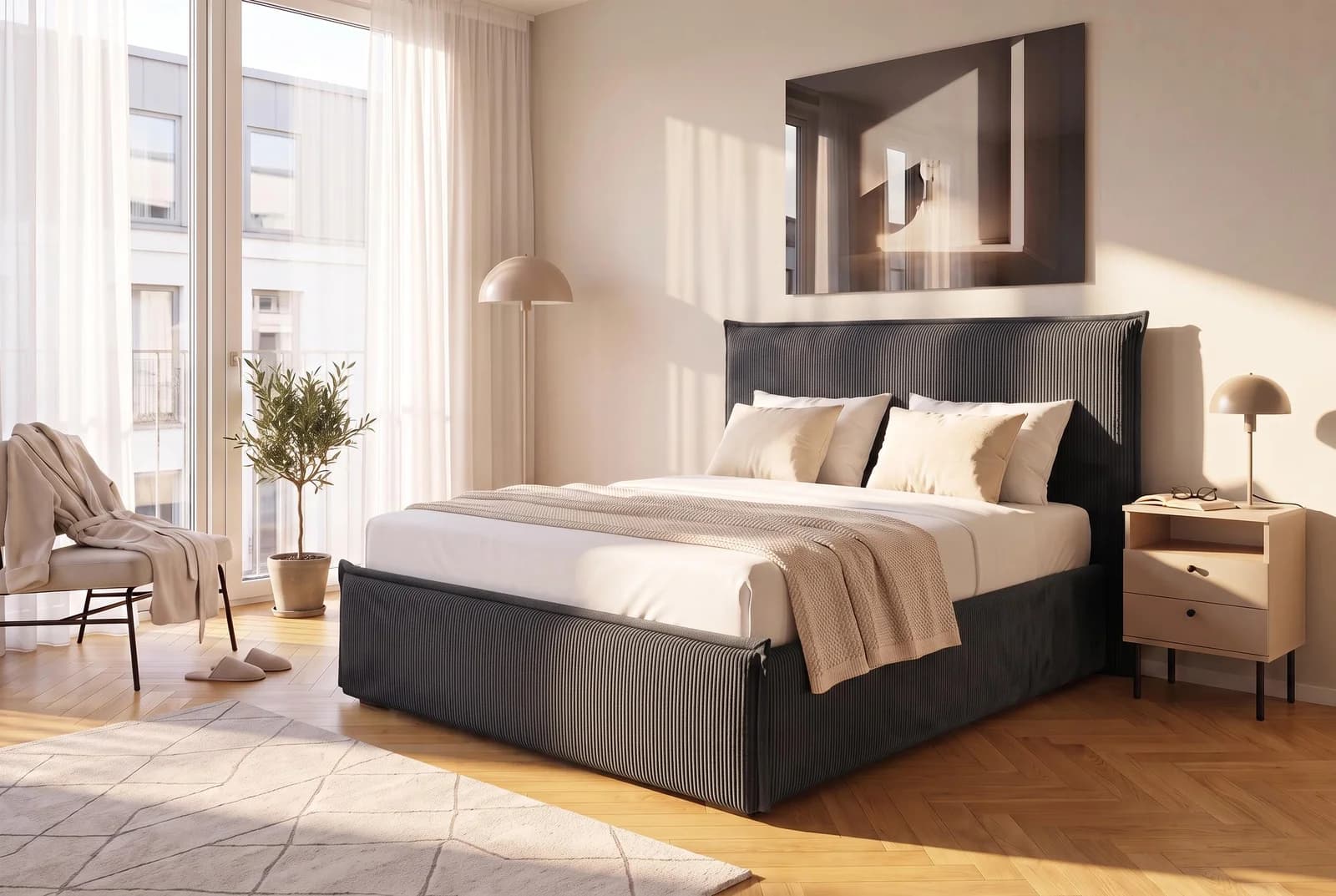 OTTO HOME Polsterbett AVVILA anthrazit mit Lattenrost und Matratze H3