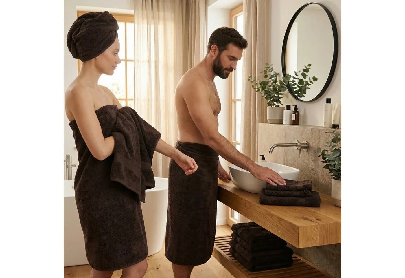 Betz Handtuch Set 10-tlg. PREMIUM Dunkelbraun 100% Baumwolle