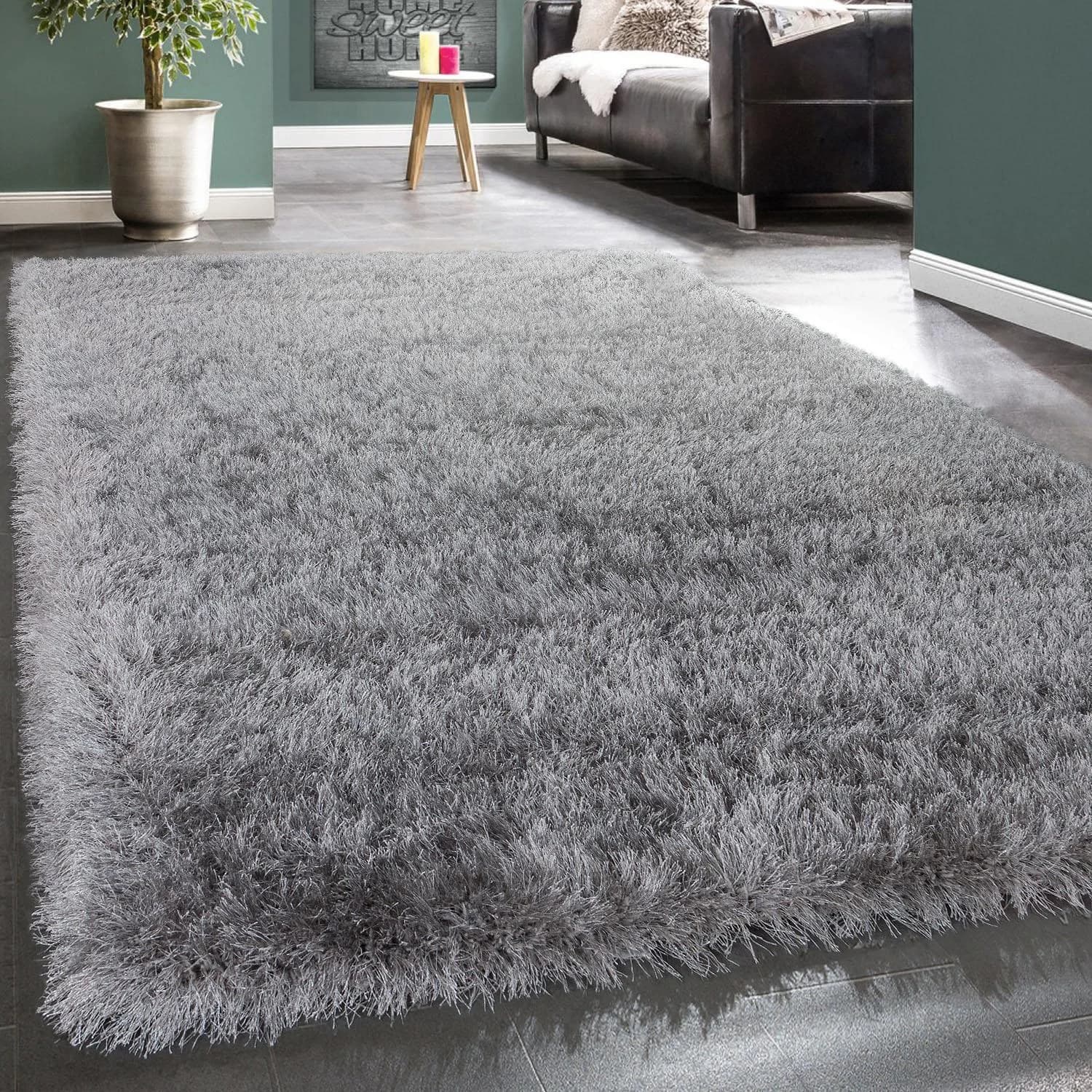 Hochflor-Teppich PACO HOME "Glamour 300" Grau Polyester