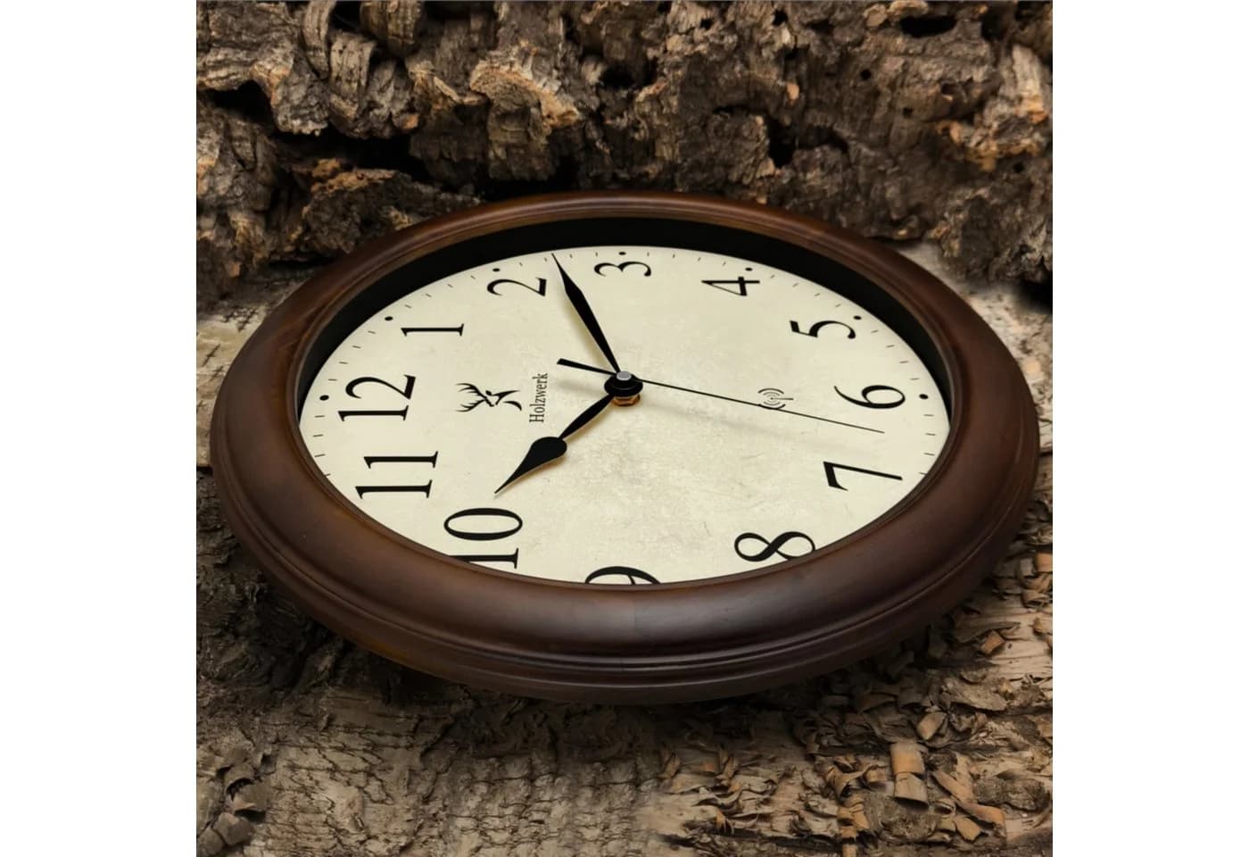 Holzwerk Funkwanduhr Vintage Retro Braun Analog 35 cm