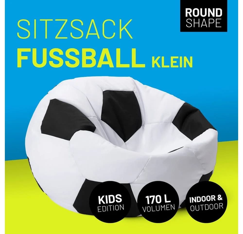 Lumaland Sitzsack Luxury Fußball Gaming Sitzkissen Bodenkissen Schwarz/Weiß