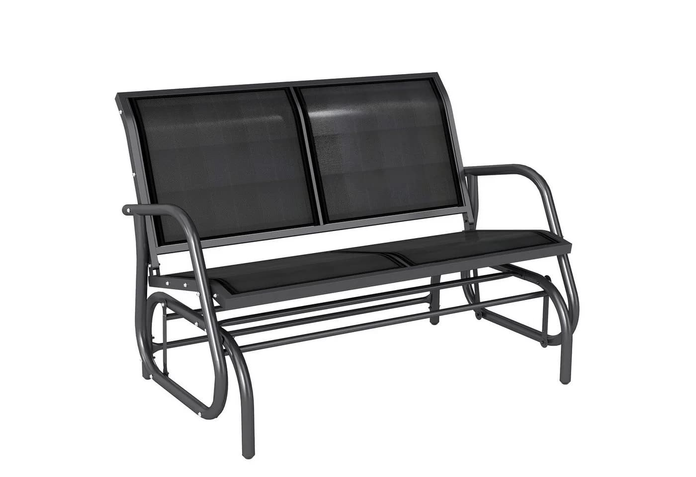 Outsunny Gartenbank mit Schaukelmechanismus Schwarz