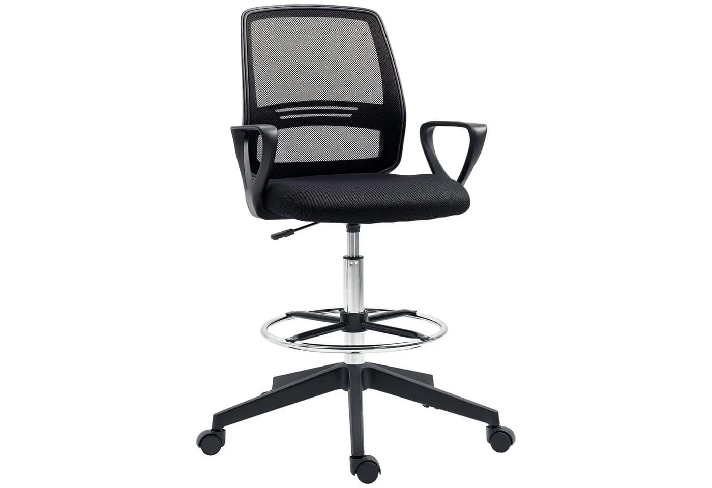Vinsetto Ergonomischer Bürostuhl Schwarz mit Fußstütze