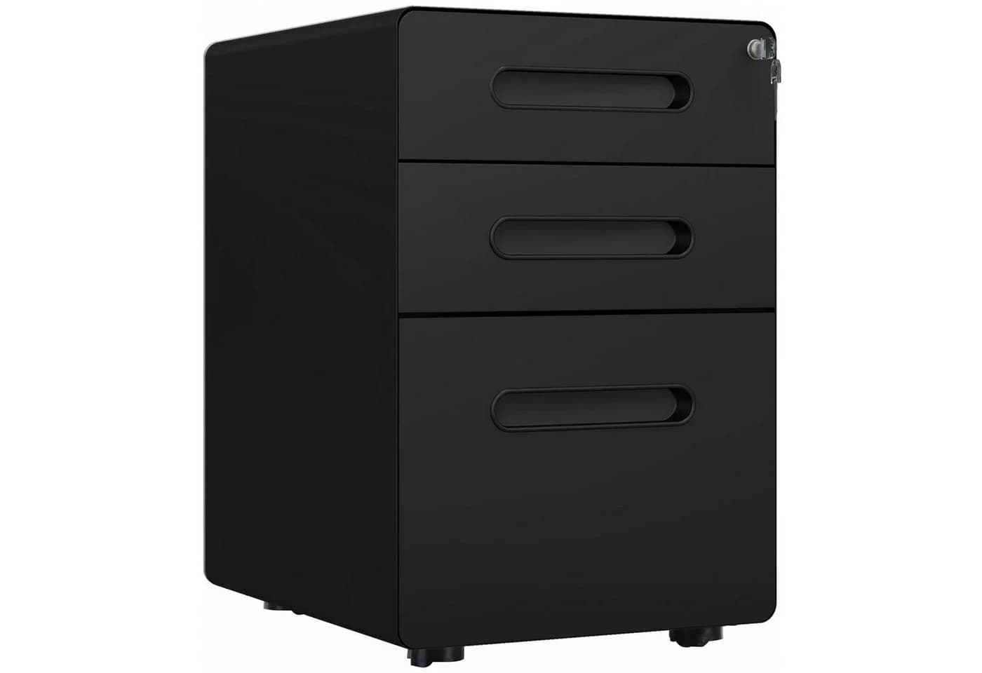 Vinsetto Rollcontainer Bürocontainer mit 3 Schubladen, Stahl, Schwarz