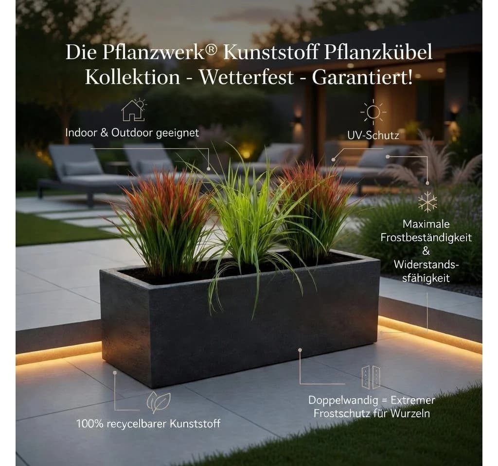 Pflanzwerk® Pflanzkübel Premium Anthrazit Frostsicher Lotus-Effekt