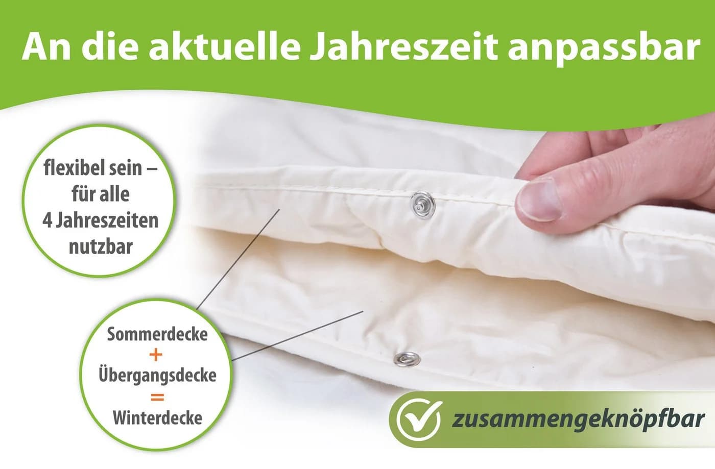 franknatur 4-Jahreszeiten-Decke Lyocell Bio, Füllung: 100% Lyocell/Tencel®, Bezug: 100% Baumwolle kbA, temperaturausgleichende Bettdecke