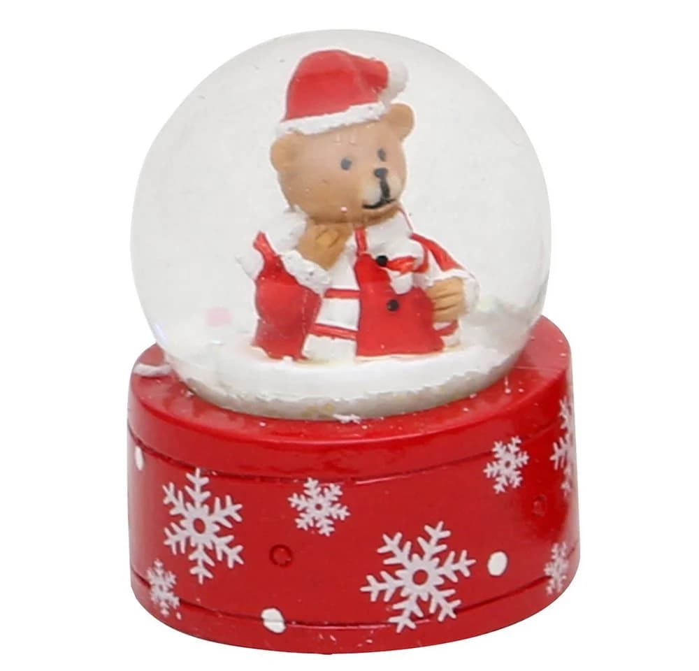 Dekohelden24 Mini-Schneekugel 2er Set Weihnachtsmann & Teddybär