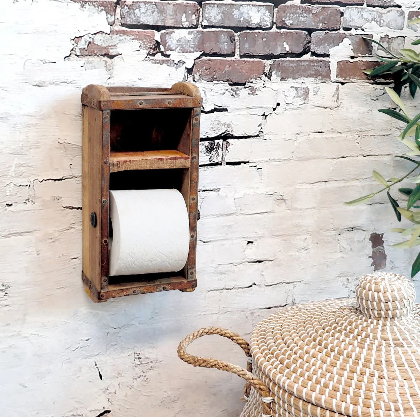Chic Antique Toilettenpapierhalter Ziegelform Holz