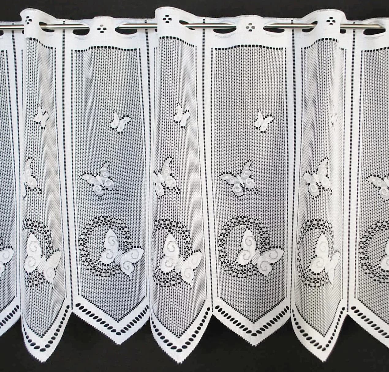 Gardinen Kranzusch Scheibengardine Schmetterlinge 45x60 cm Weiß