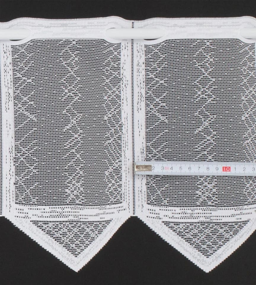 Gardinen Kranzusch Scheibengardine Jaquard Karooptik Transparent Weiß