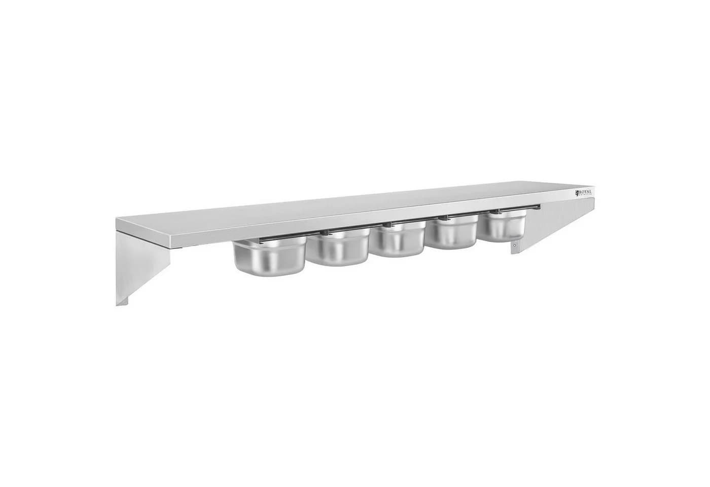 Royal Catering Hängeregal 120 cm Edelstahl mit 5 GN-Behältern