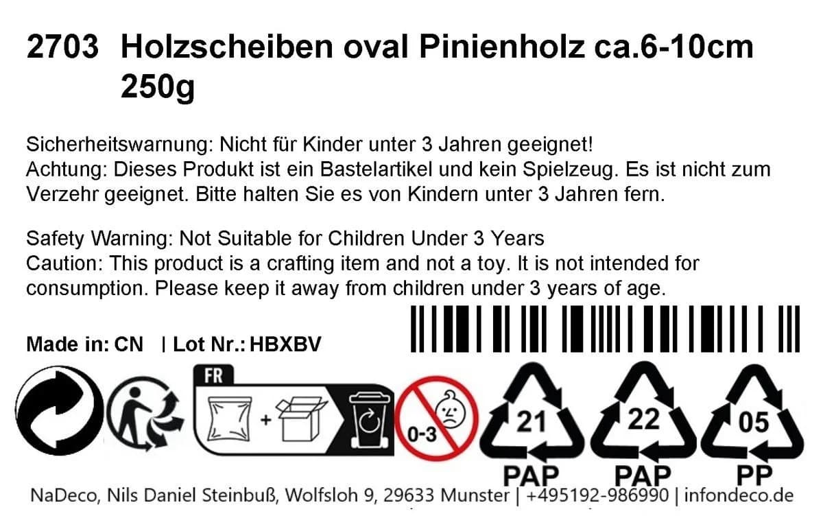 NaDeco Pinienholzscheiben Oval ca. 6-10cm 250g