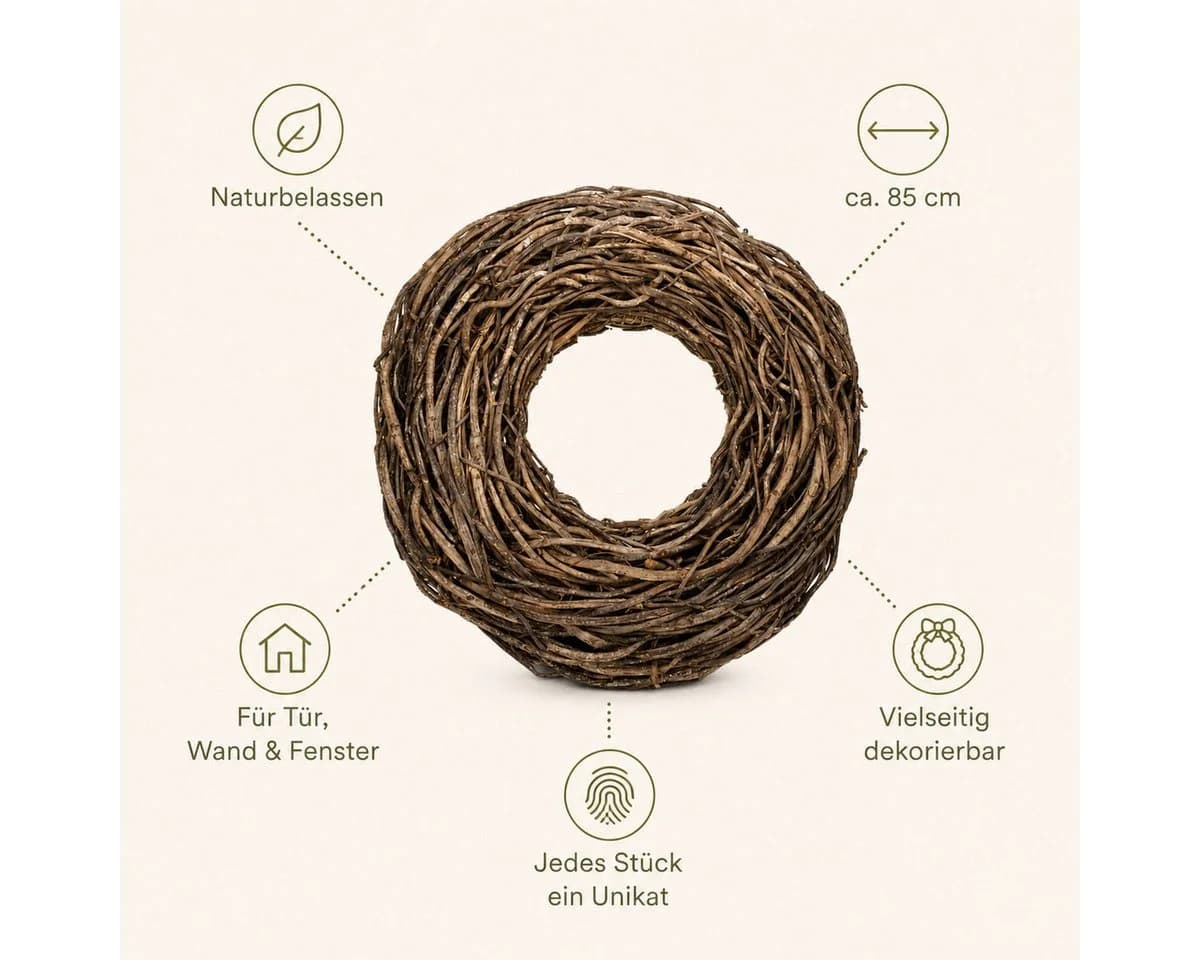 NaDeco Lianenkranz Rohling Natur 85 cm Basteldekoration