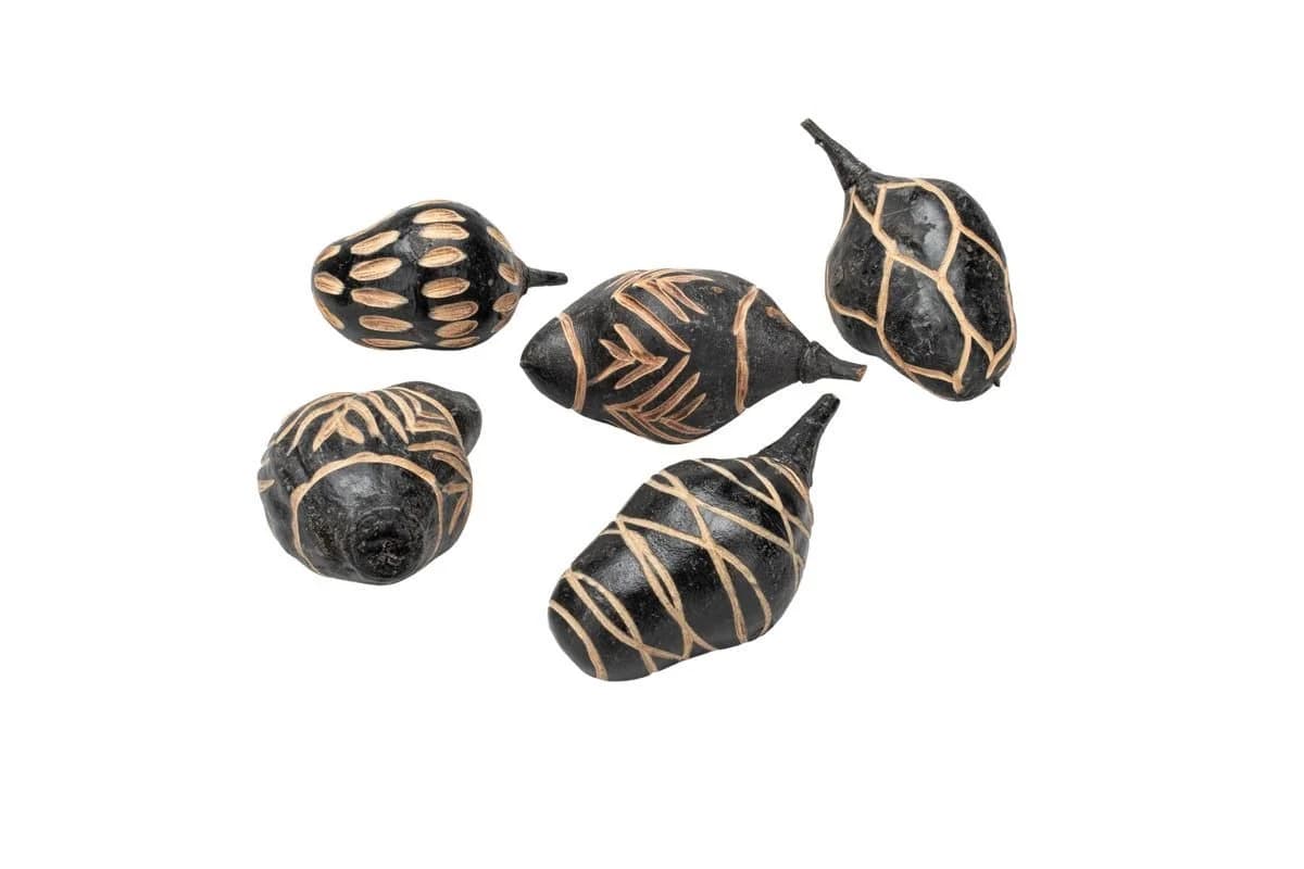 NaDeco Baobab Mini Deko-Früchte Schwarz 5 Stück