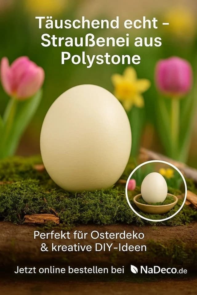 NaDeco Straußenei Dekoei Polystone Wetterfest