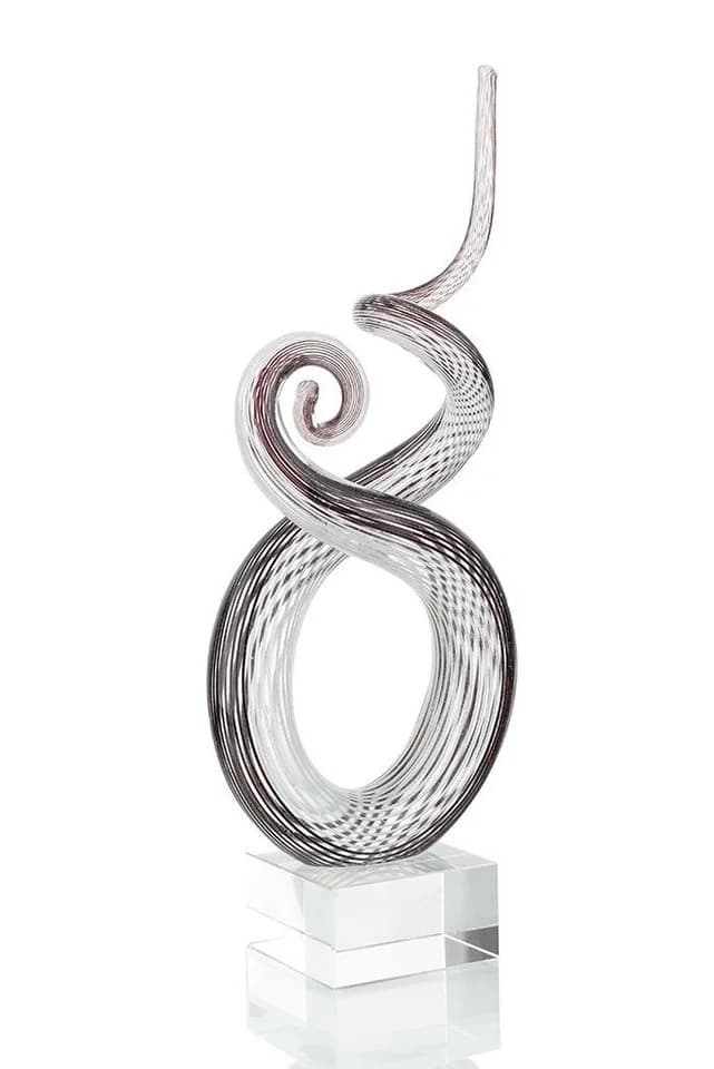 Levandeo® Skulptur Glas Design 26x13cm Violett Schwarz