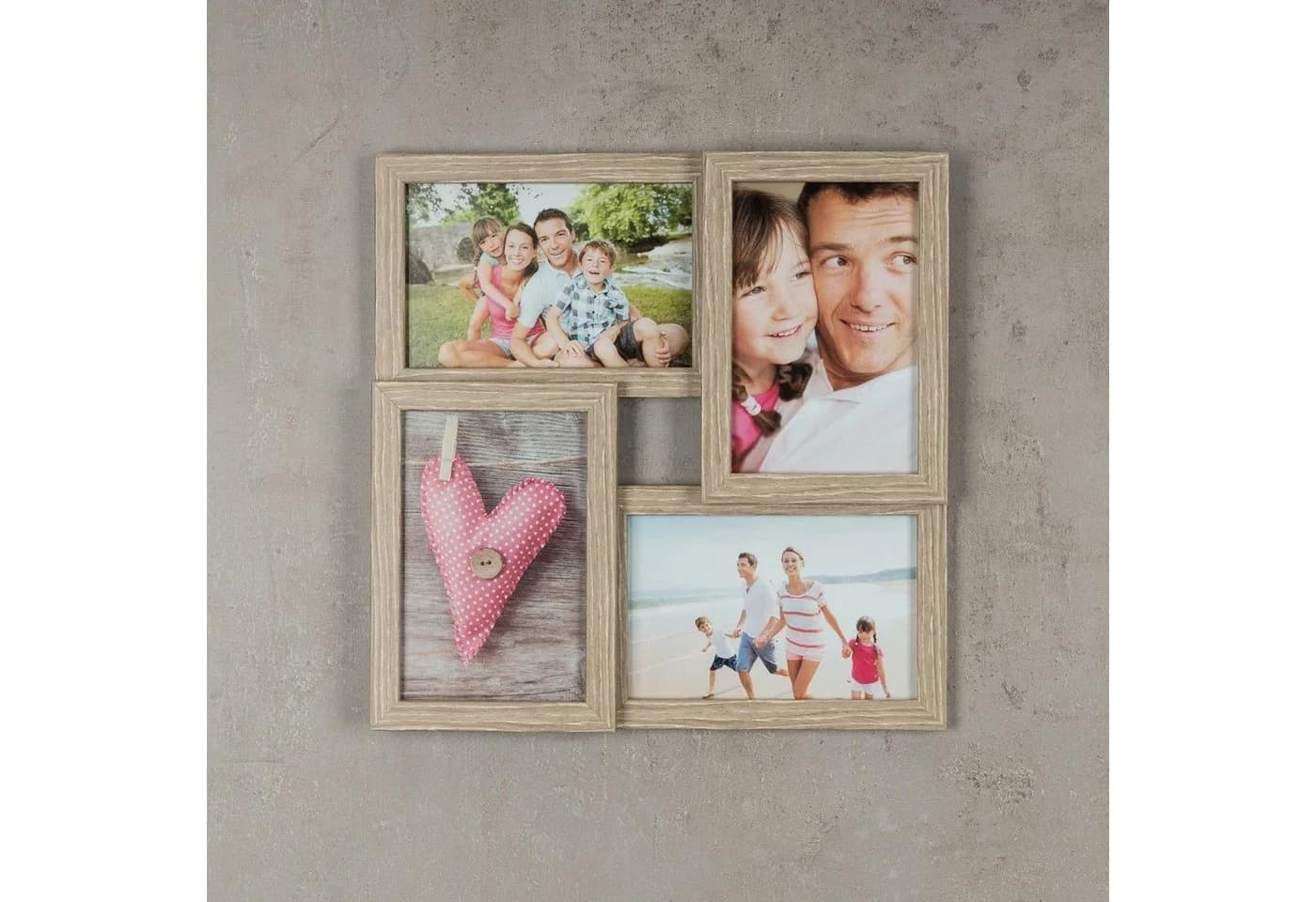 Levandeo® Bilderrahmen Collage Eiche Optik 4x 10x15cm