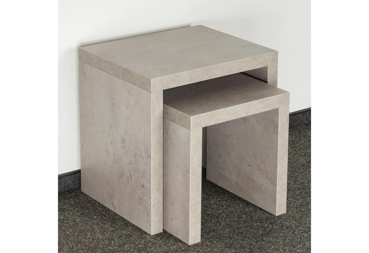 Levandeo® 2er Beistelltisch Set Betonoptik Grau Fertigmontiert