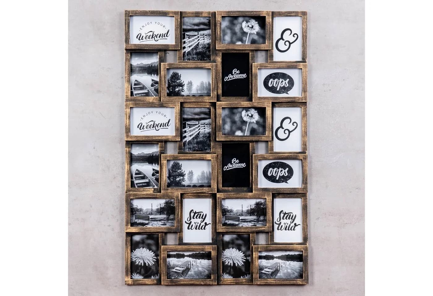 Levandeo® Bilderrahmen Collage Schwarz Kupfer 24 Fotos 10x15cm