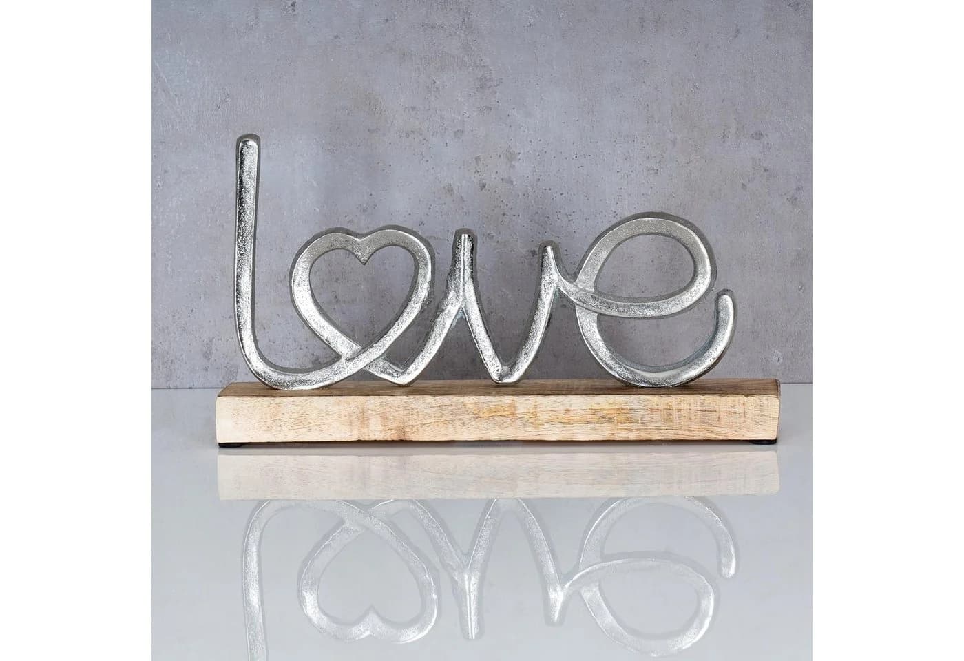Levandeo® Deko-Schriftzug Love Mango Holz Metall