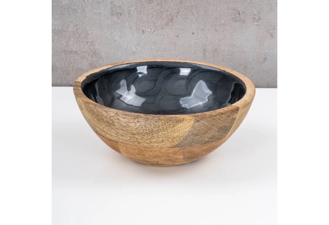 Levandeo Dekoschale Mango Holz Grau Perlmutt Emaille Bowl