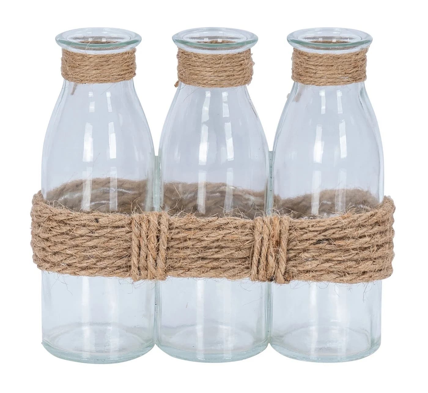 Levandeo® 3-teilige Glasvase Vintage mit Juteband