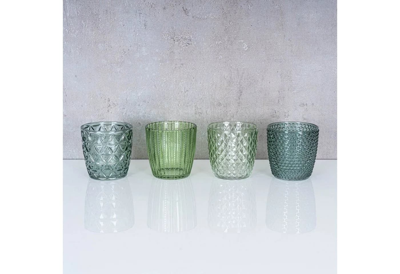 Levandeo® Teelichthalter 8er Set Grün Glas Retro