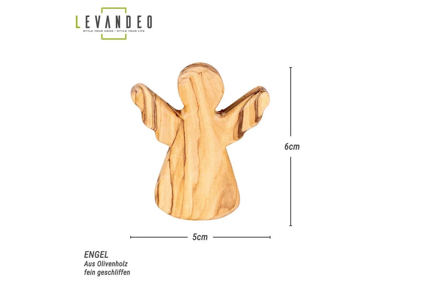 Levandeo® Schutzengel aus Olivenholz, Glücksbringer H6cm