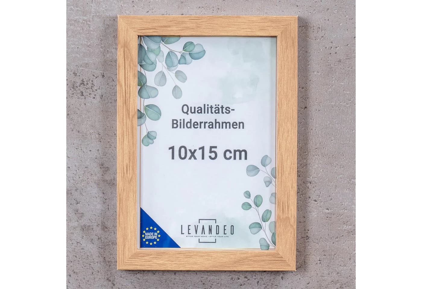 Levandeo® Bilderrahmen 10x15 Eiche Optik MDF Holz