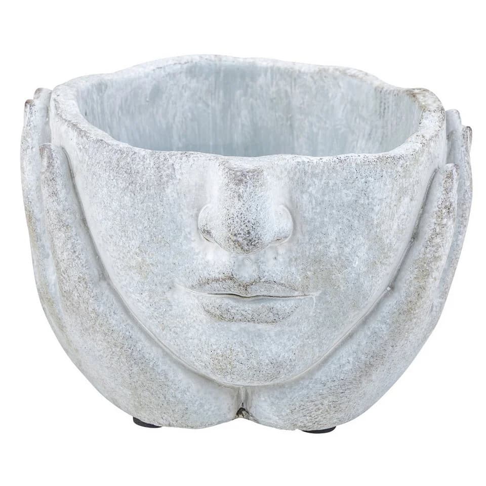 Levandeo® Blumentopf Gesicht Grau Vintage Beton Dekotopf
