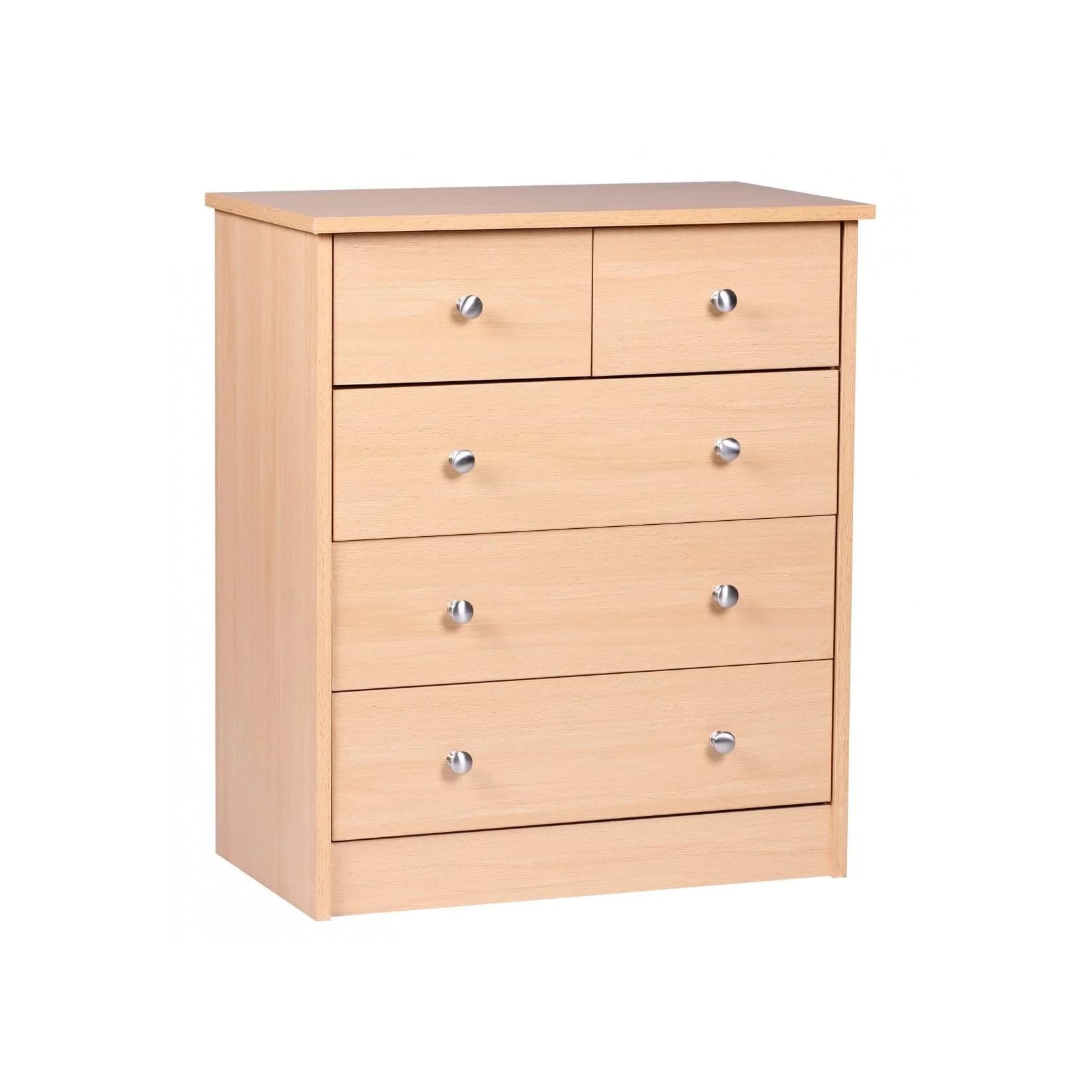 WOHNLING Kommode Buche 5 Schubladen Modernes Design