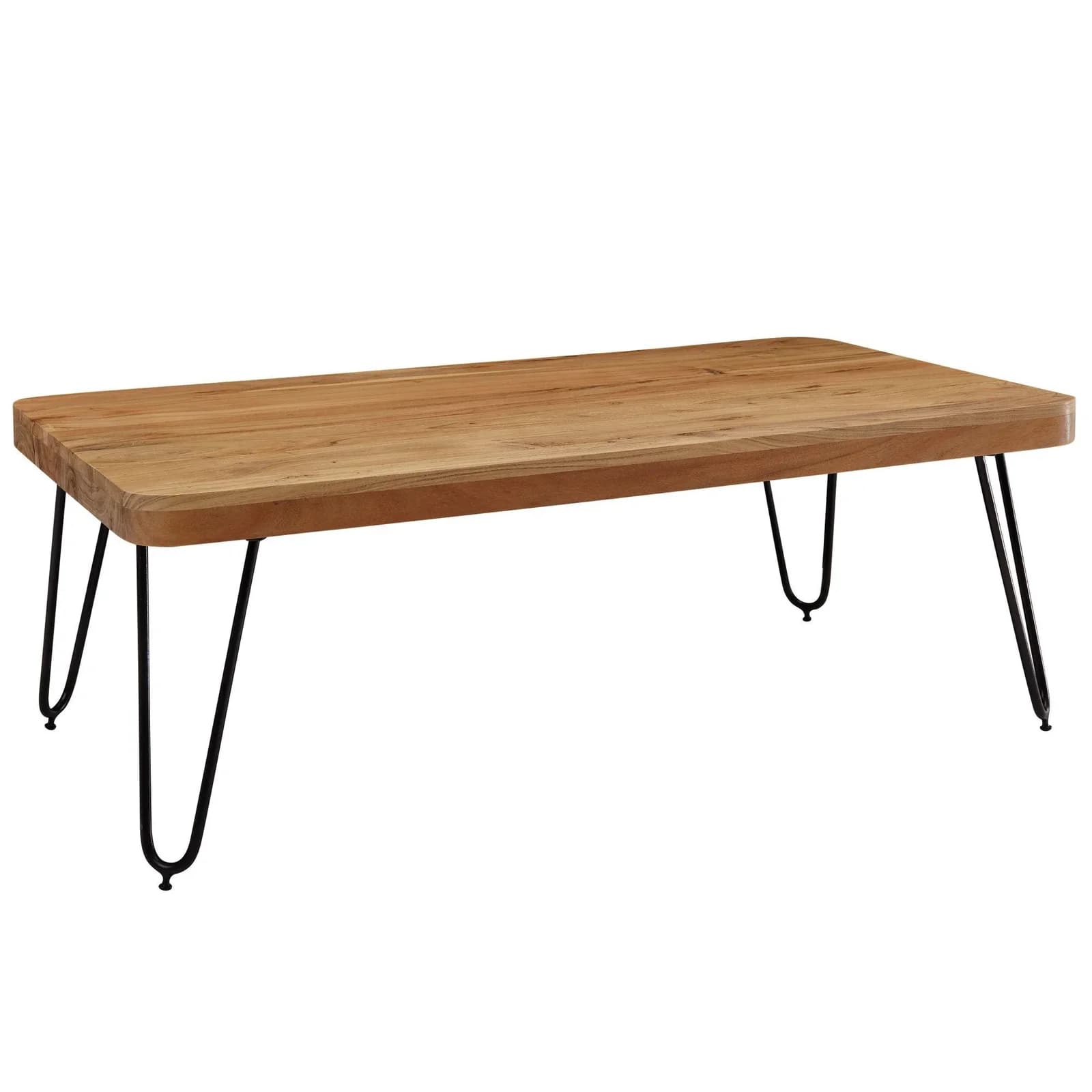 Couchtisch BAGLI Akazie Massivholz Braun Schwarz Haarnadelbeine