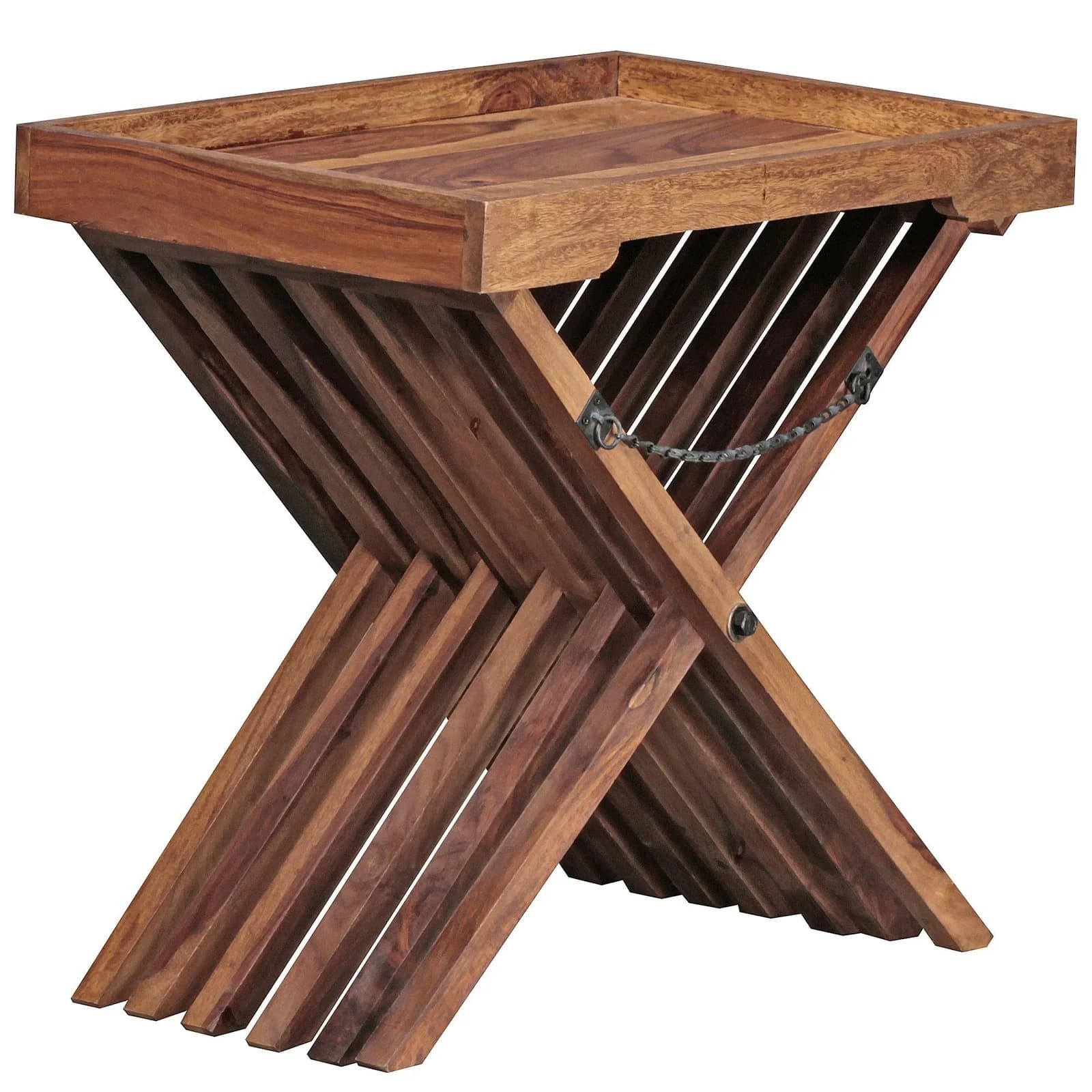 Beistelltisch MUMBAI Sheesham Massivholz Braun X-Gestell