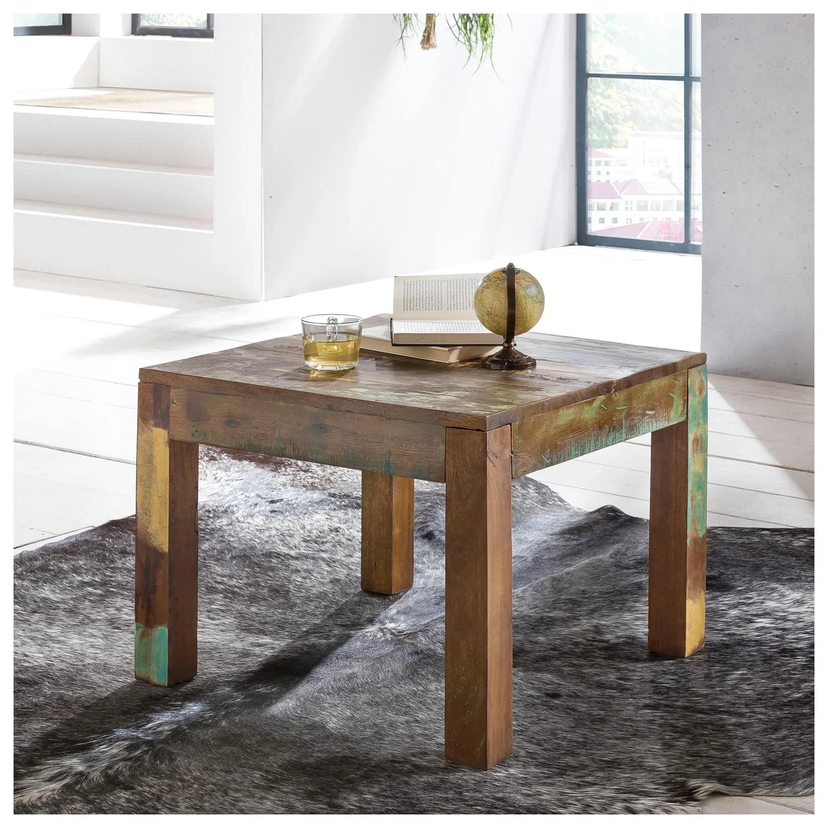 FineBuy Couchtisch KALKUTTA Massivholz Shabby-Chic